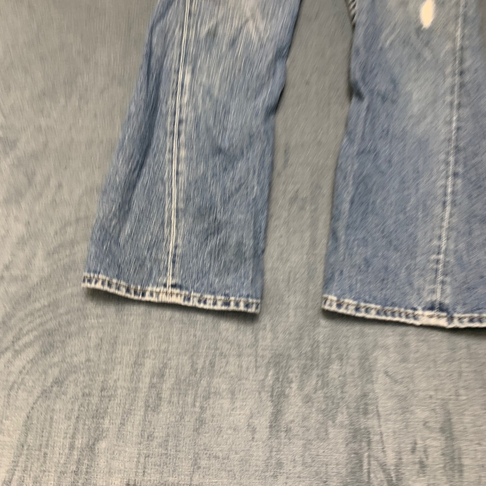 True Religion Jeans Womens 8 Blue Denim Wide Leg Distressed 5 Pockets Zip Fly - Picture 14 of 16